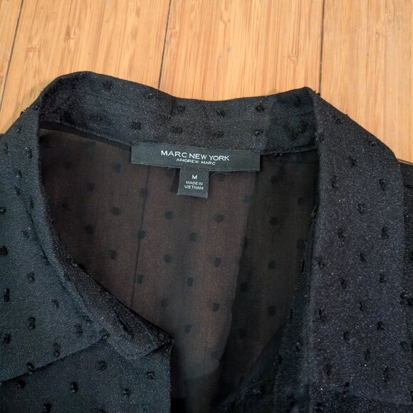 Black sheer polka dot blouse by Marc New York size medium - Picture 7 of 8